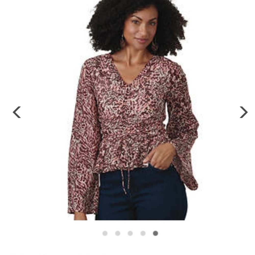 Masseys Cinched Peplum Blouse